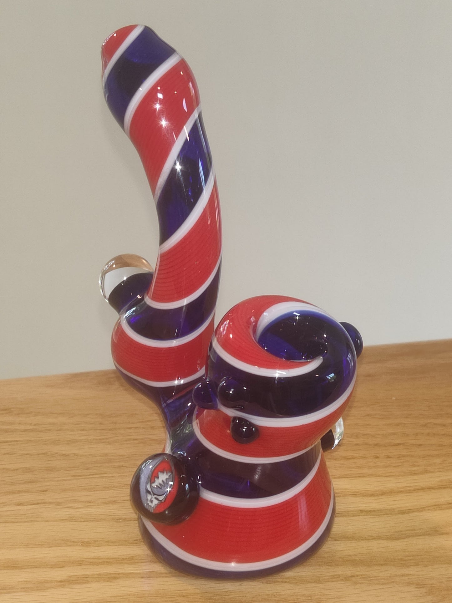 Grateful Dead pipe Jerry Garcia steal your face Americana patriotic USA stand up "squatlock" sherlock pipe. By Christian Meehan. Signed 2025