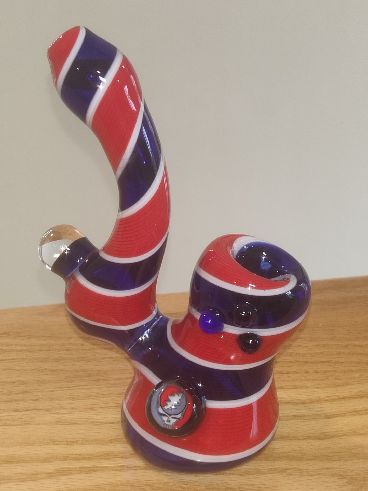 Grateful Dead pipe Jerry Garcia steal your face Americana patriotic USA stand up "squatlock" sherlock pipe. By Christian Meehan. Signed 2025