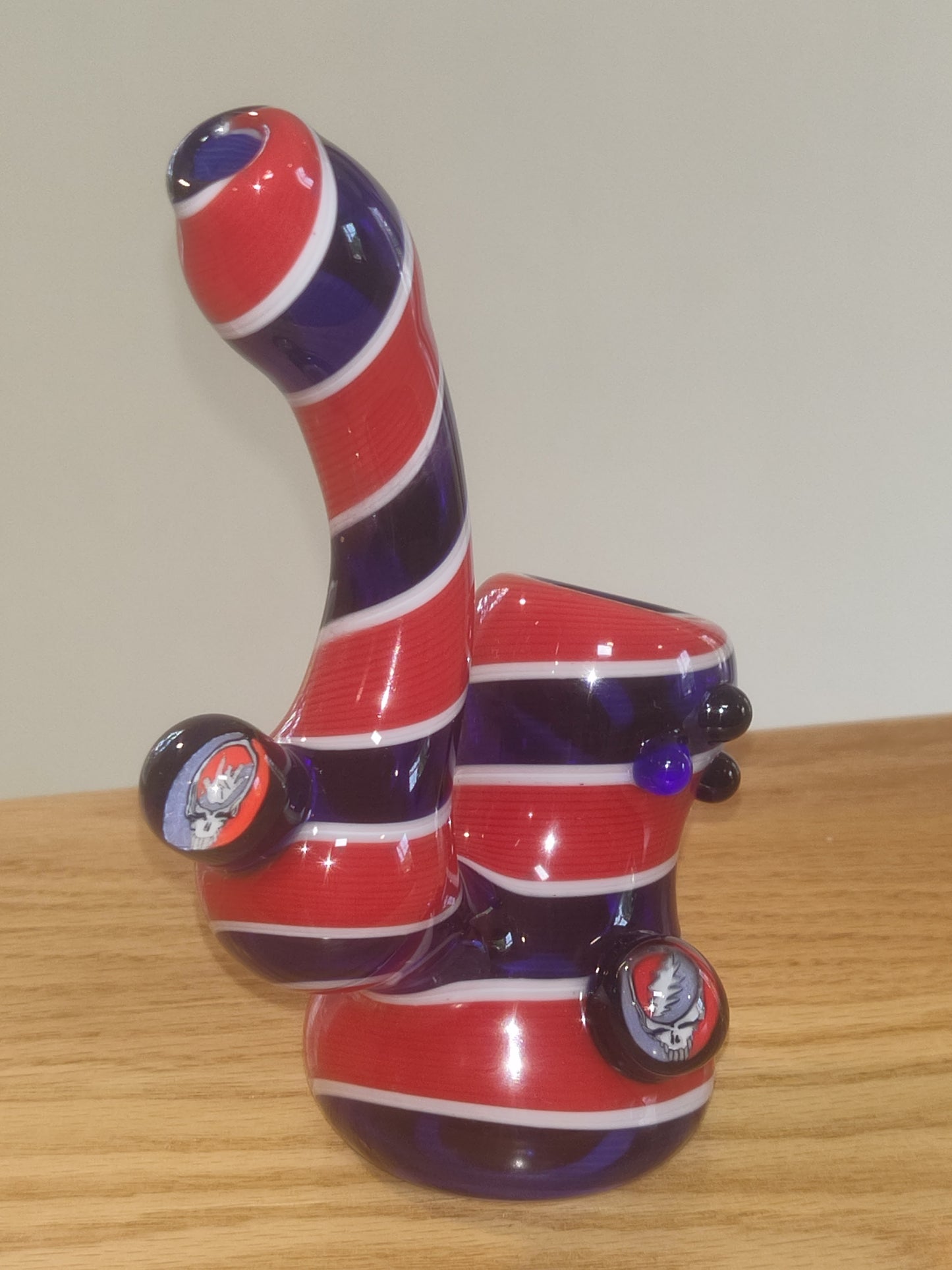 Grateful Dead pipe Jerry Garcia steal your face Americana patriotic USA stand up "squatlock" sherlock pipe. By Christian Meehan. Signed 2025