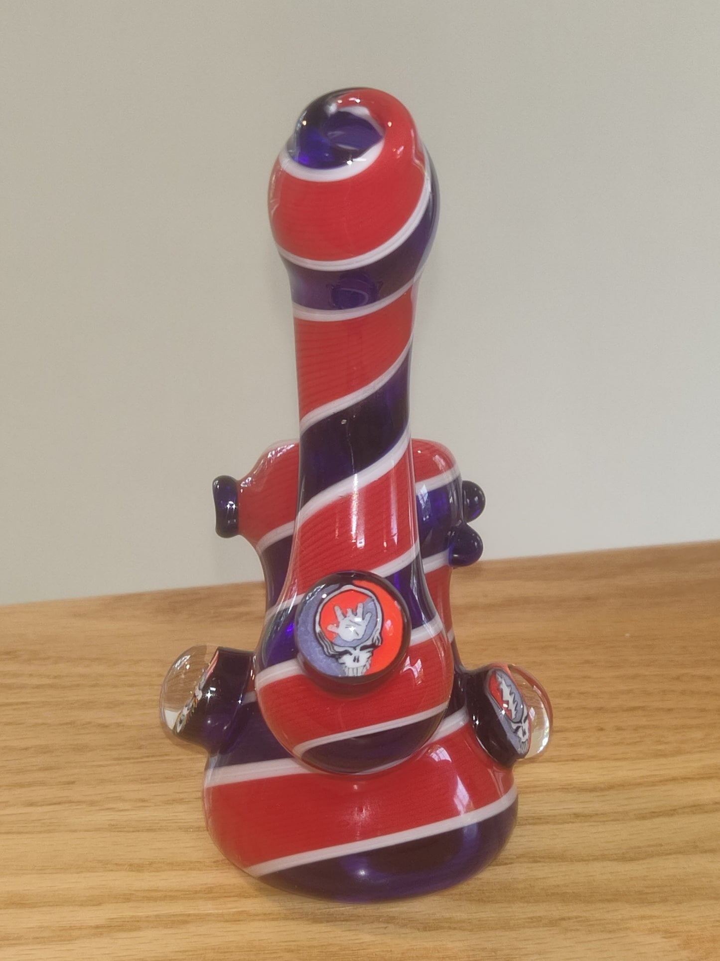 Grateful Dead pipe Jerry Garcia steal your face Americana patriotic USA stand up "squatlock" sherlock pipe. By Christian Meehan. Signed 2025