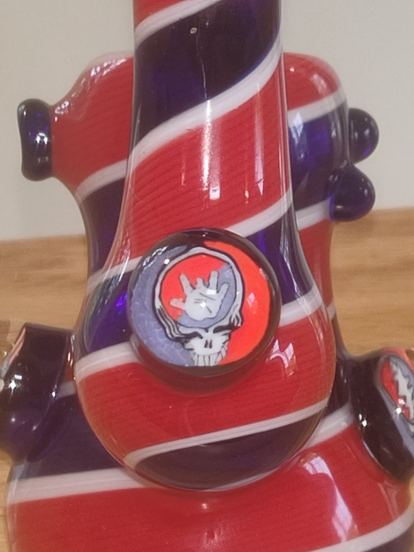 Grateful Dead pipe Jerry Garcia steal your face Americana patriotic USA stand up "squatlock" sherlock pipe. By Christian Meehan. Signed 2025