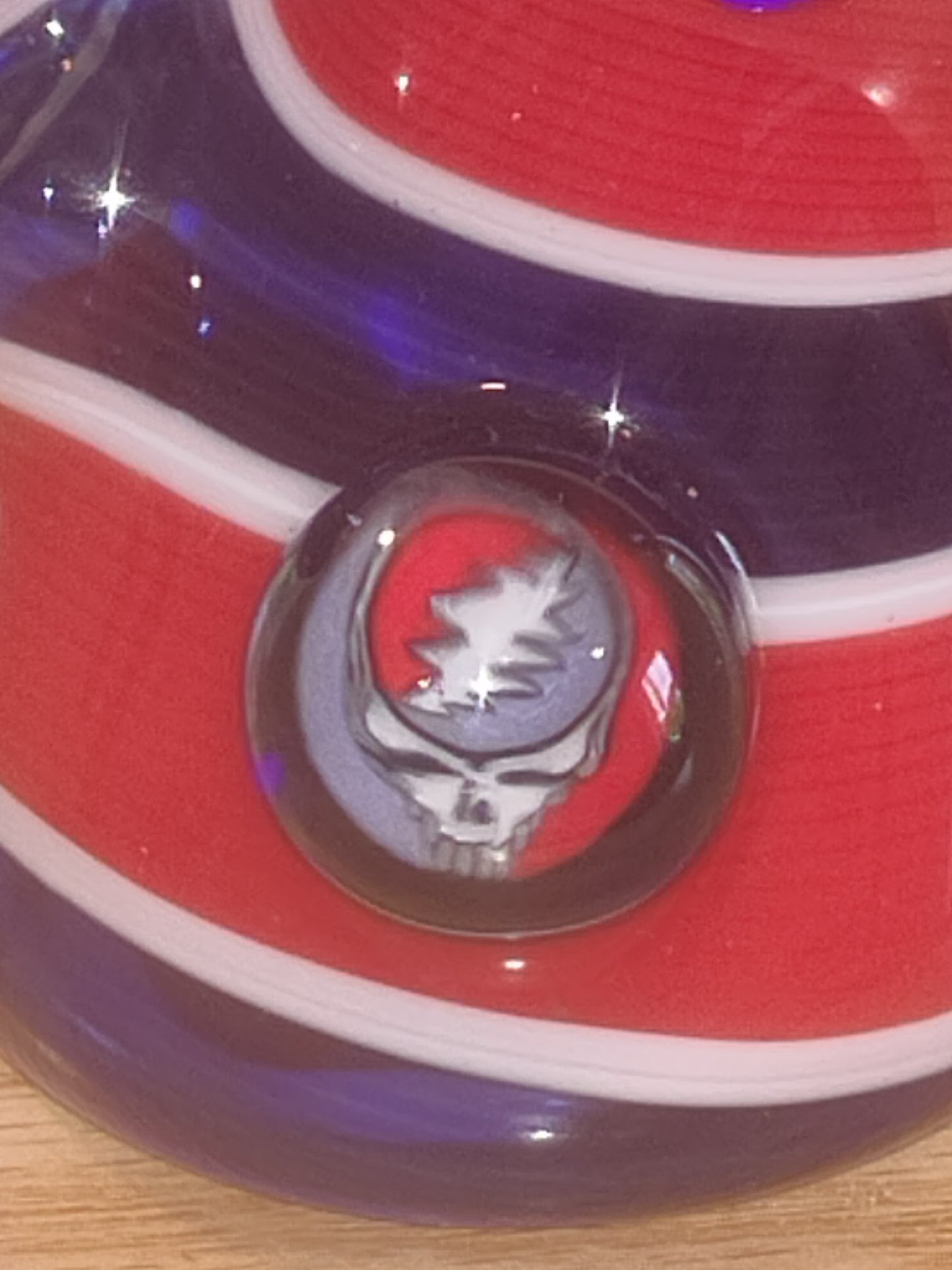 Grateful Dead pipe Jerry Garcia steal your face Americana patriotic USA stand up "squatlock" sherlock pipe. By Christian Meehan. Signed 2025