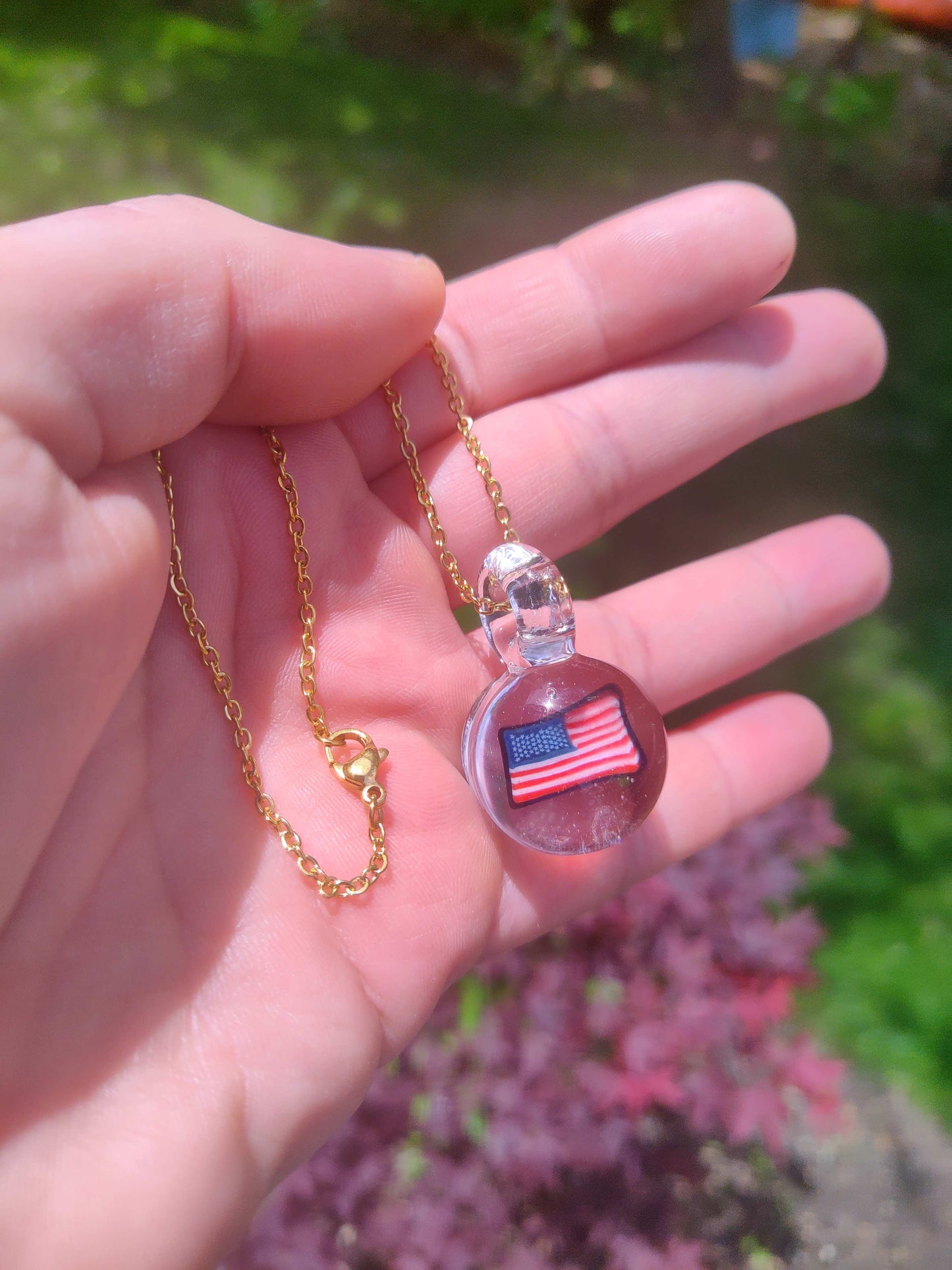 Patriotic Pendant made of Borosilicate Glass with US Flag - by Christian Meehan.