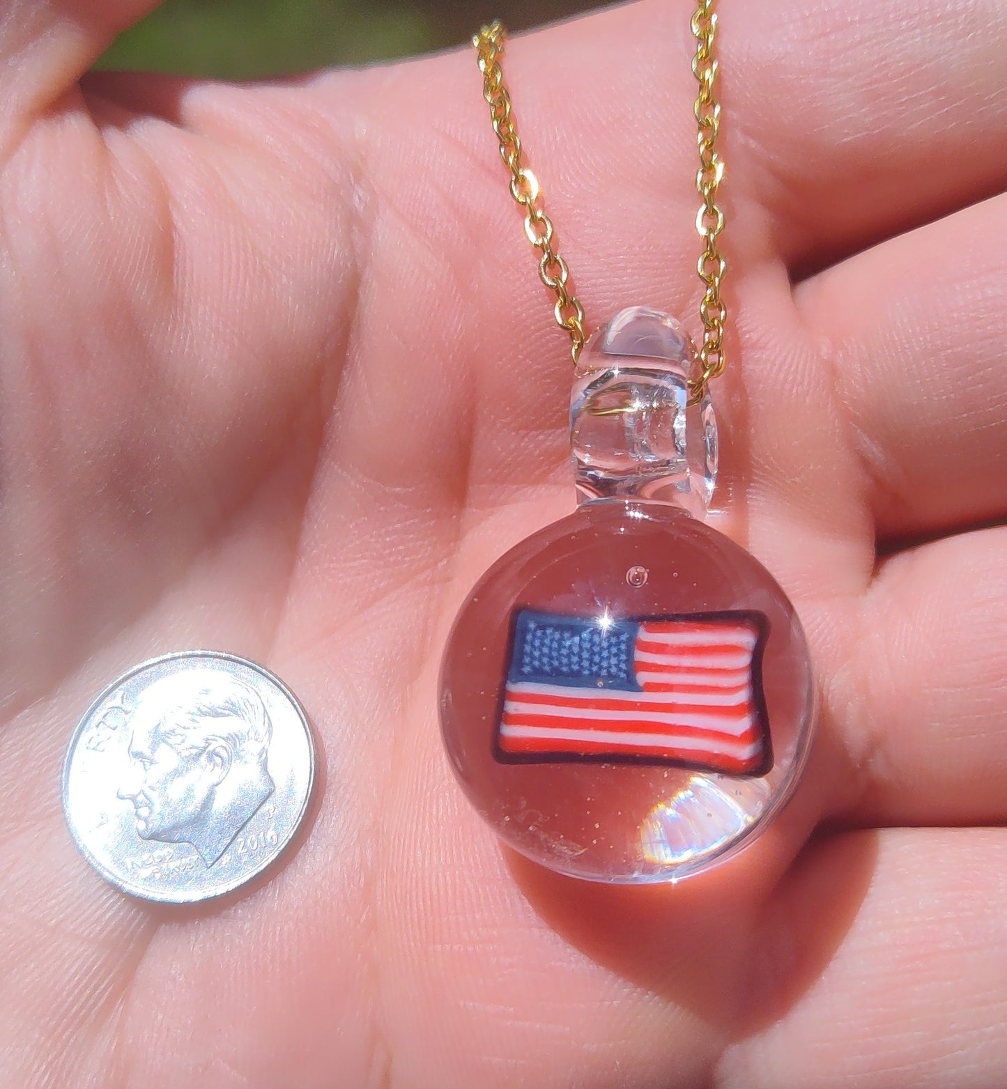 Patriotic Pendant made of Borosilicate Glass with US Flag - by Christian Meehan.